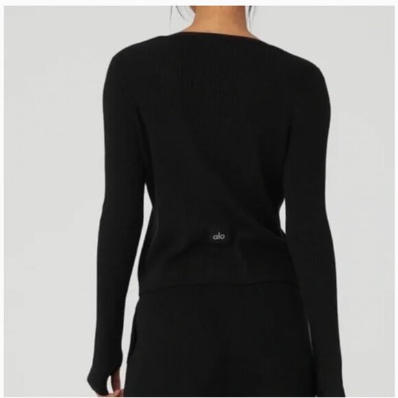 Alo Yoga Knit Salana Cardigan Black - Picture 5 of 6